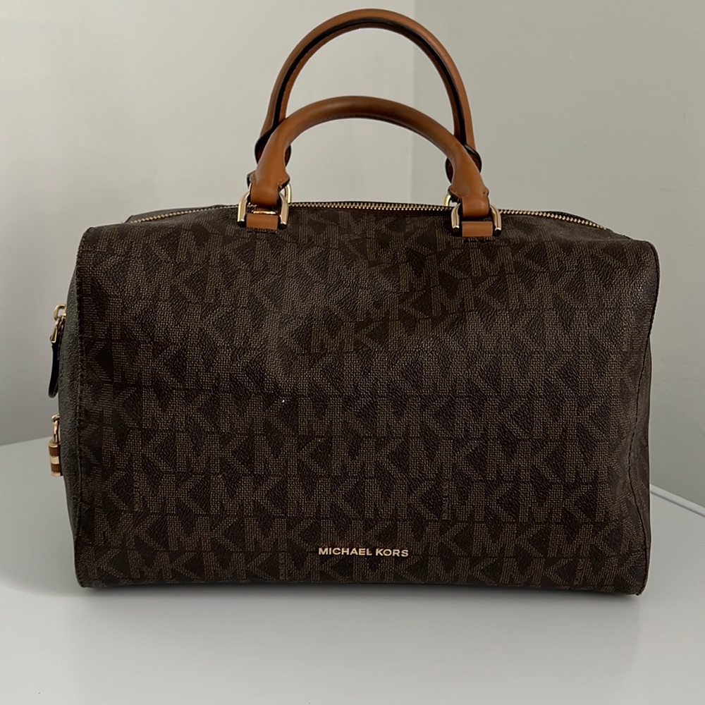 MICHAEL Michael Kors Brown Kirby Large Satchel Purse. Missing Strap.